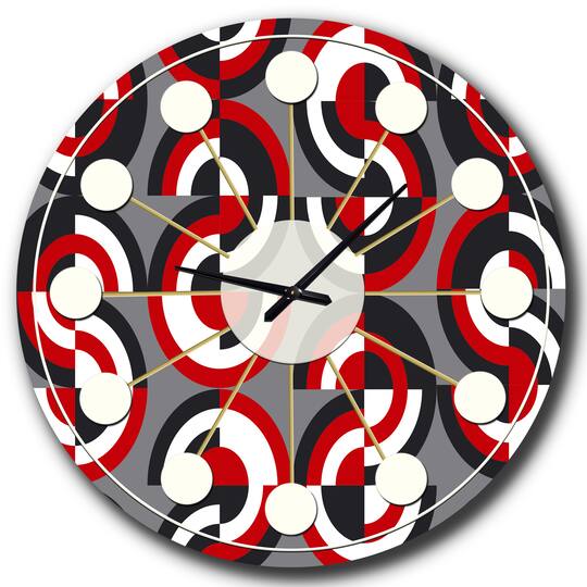 Designart 'Retro Circular Pattern Geometrical Mid-Century Modern Wall Clock